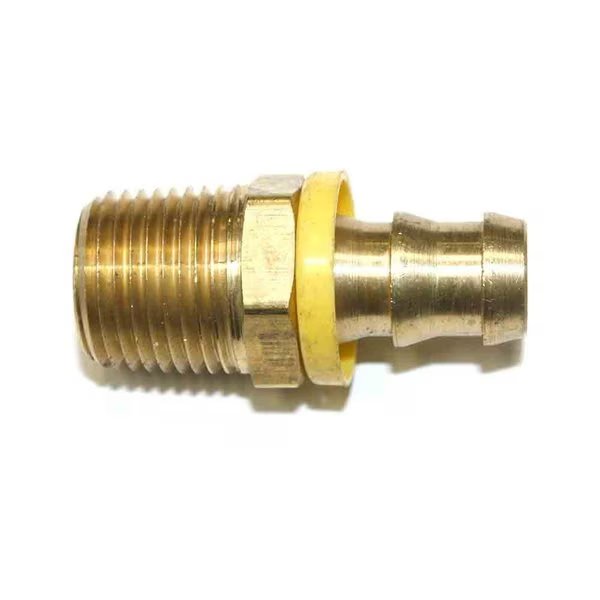 Easy Lock Brass Hose Fittings, Connectors, 1/2 Inch Push-Lock Barb x 1/2 Inch Male NPT End, PK 6, Interstate Pneumatics, Mfr#: FL188-D6